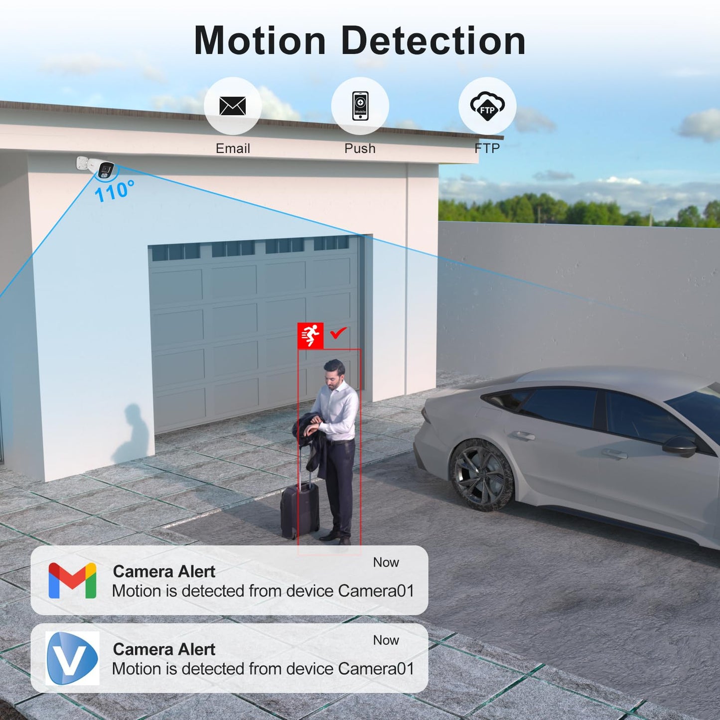 Anpviz 4MP PoE IP Bullet Camera with Microphone/Audio, IP Security Camera Outdoor Indoor, Night Vision 65ft, Waterproof IP66, 108° Wide Angle 2.8mm