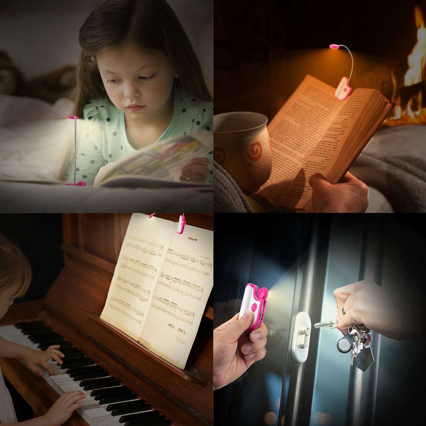 HONGUT Amber Reading Light Rechargeable, Book Light Kids for Reading in Bed, Clip On Reading Book Light, 2 Lighting Modes, Blue Light Blocking