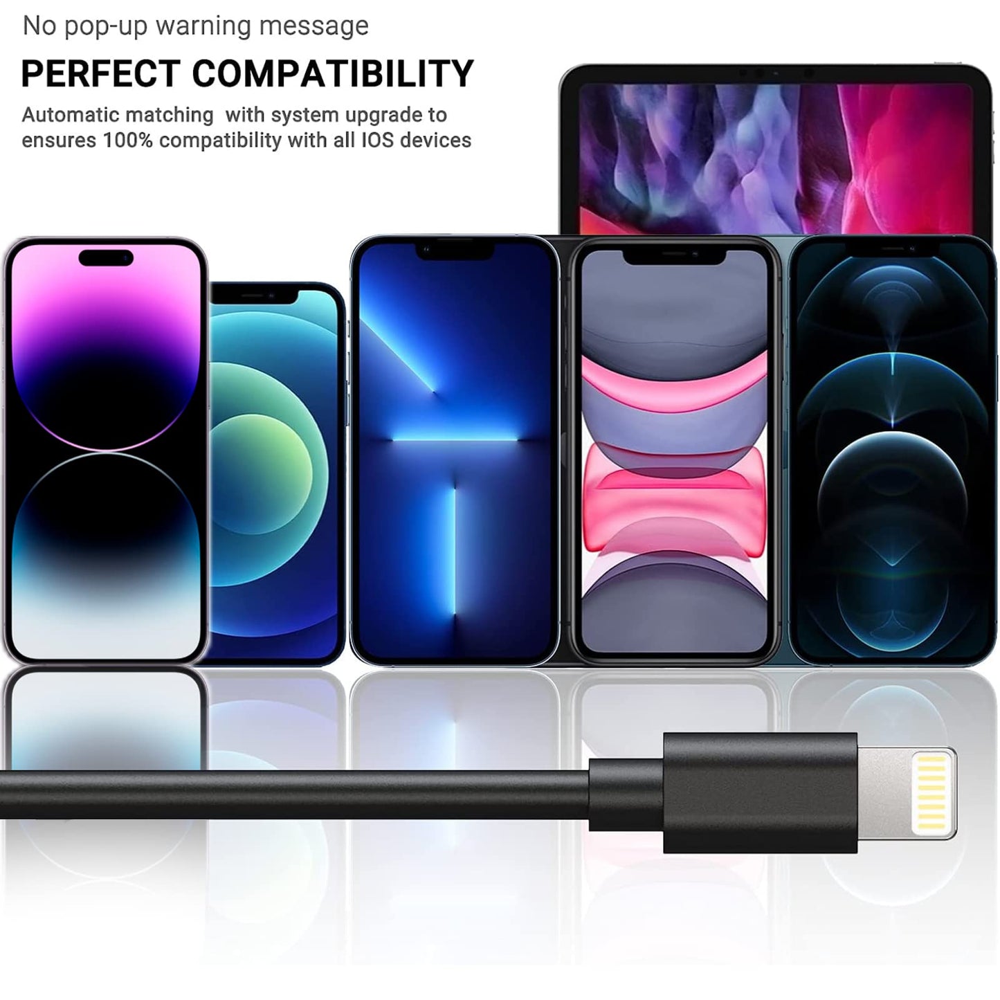 Black iPhone Charger Cable, 3-Pack 3FT MFi Certified Fast Charging Cord Data Sync Lightning to USB-A Cable Compatible with iPhone14/13/12…