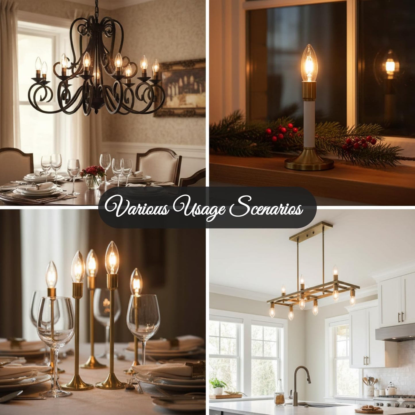 Holiday Joy C7 Bulbs Clear 7 Watt Candelabra Base E12 Window Candle