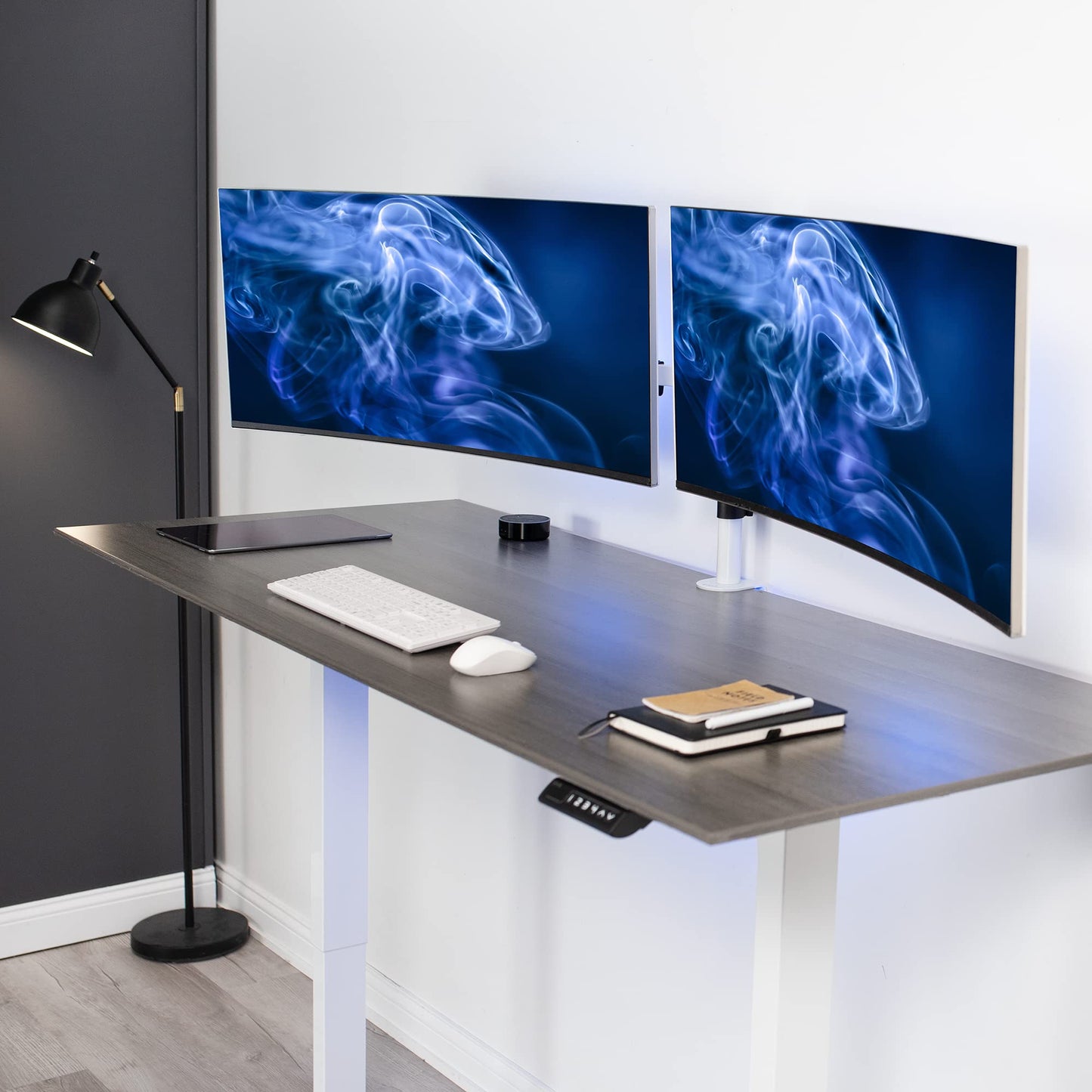 VIVO Premium Dual Ultra Wide LCD LED 27 to 38 inch Monitor Desk Mount, Heavy Duty, Adjustable Telescoping Arms, Flush Wall Setup, Fits 2 Screens