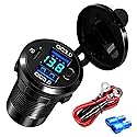 12V USB Dual Port Quick Charge 3.0 and PD3.0 USB-C Car Charger Socket 12V Power Outlet Cigarette Lighter Replacement DIY Kit with Voltage Meter