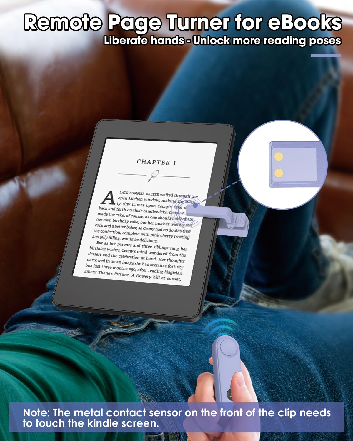 Inncarvs Remote Page Turner for Kindle Reading Accessories, Clicke for iPad iPhone Android Tablets E-Book Reading Noels, Camera Remote Shutter Selfie