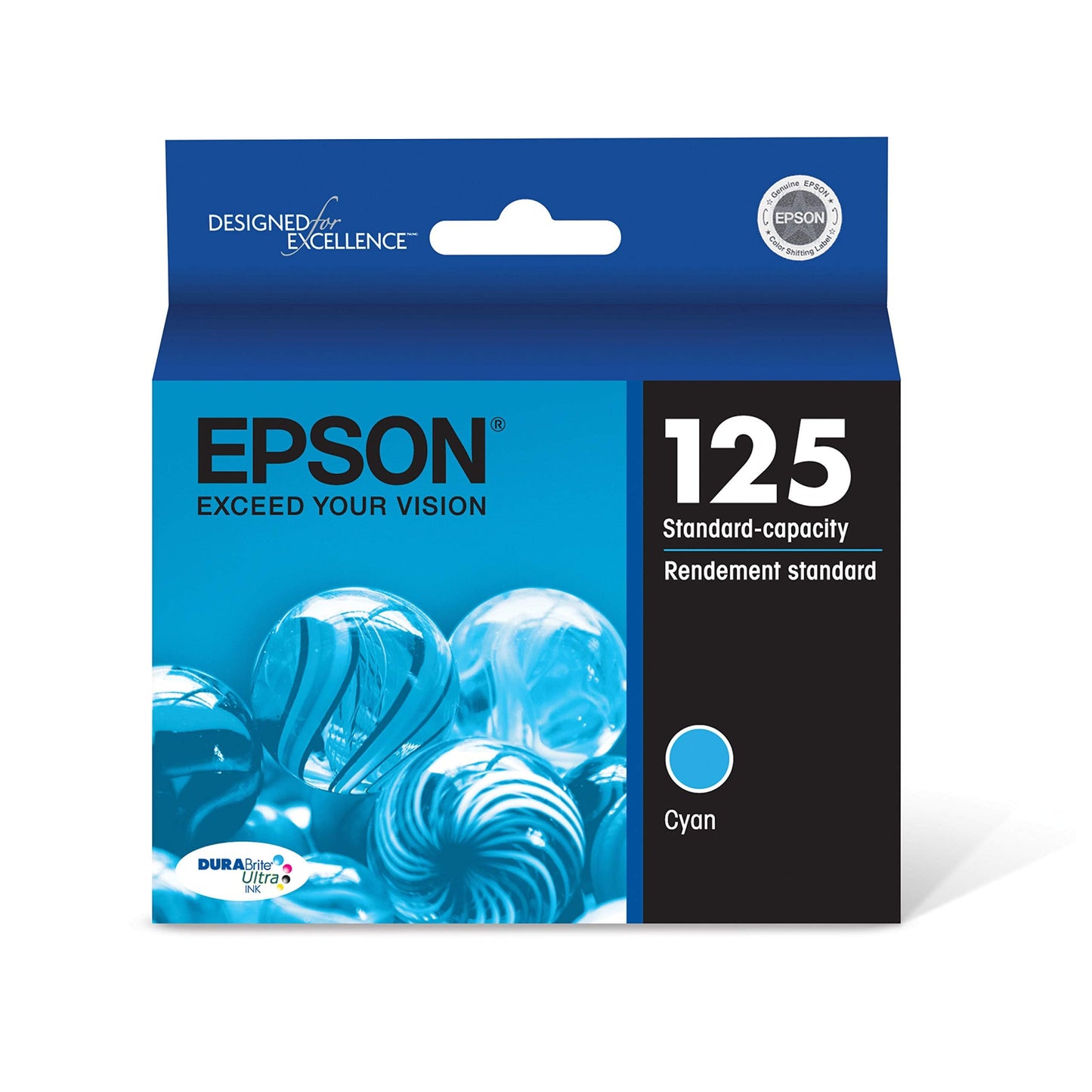 EPSON 125 DURABrite Ultra Ink Standard Capacity Cyan Cartridge (T125220-S) Works with Stylus NX-125, 127, 130, 230, 420, 530, 625, WorkForce WF-320