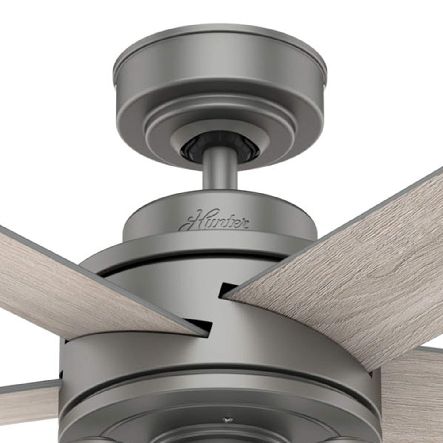 Hunter Fan 44 inch Contemporary Matte Silver Indoor Ceiling Fan with Light Kit and Remote Control (Renewed)