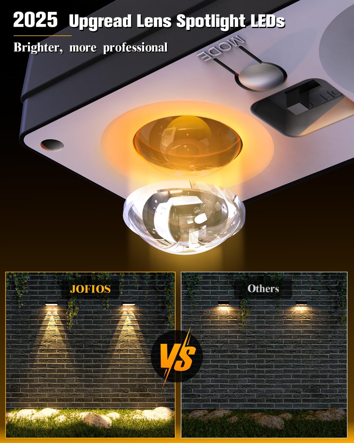 JOFIOS Solar Fence Lights 12 Pack, 50 Lumens Outdoor Fence Solar Lights with 12 Modes RGB Color Glow LED Solar Lights Outdoor Waterproof, Solar Lights