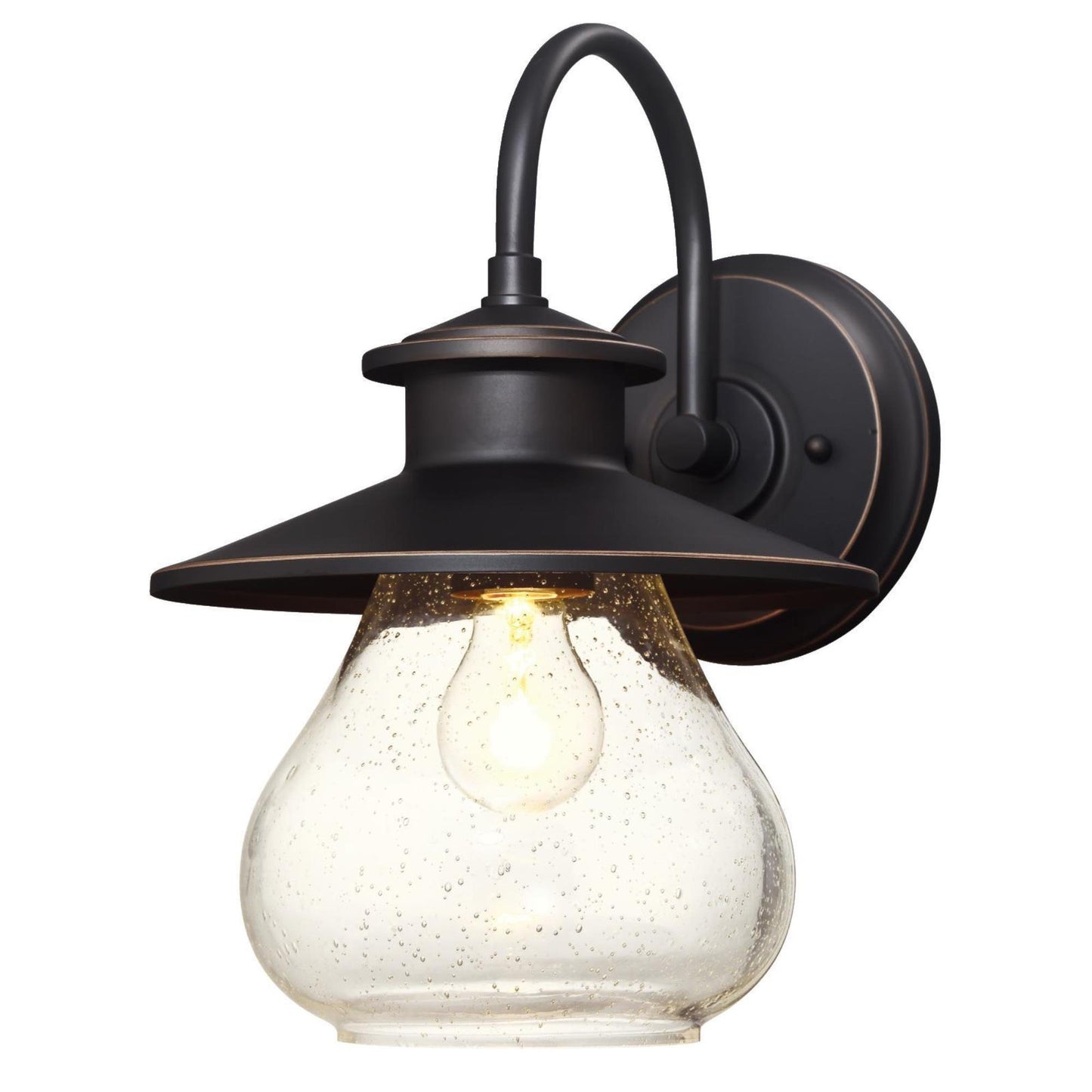 Westinghouse 6313500 Delmont One-Light Outdoor Wall Fixture, Oil Rubbed Bronze Finish with Highlights with Clear Seeded Glass