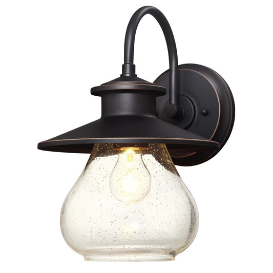 Westinghouse 6313500 Delmont One-Light Outdoor Wall Fixture, Oil Rubbed Bronze Finish with Highlights with Clear Seeded Glass