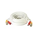 InstallerCCTV 60ft All-in-One Video HD-TVI HD-CVI AHD Analog 1080p Premade Cable for CCTV Security Cameras - White