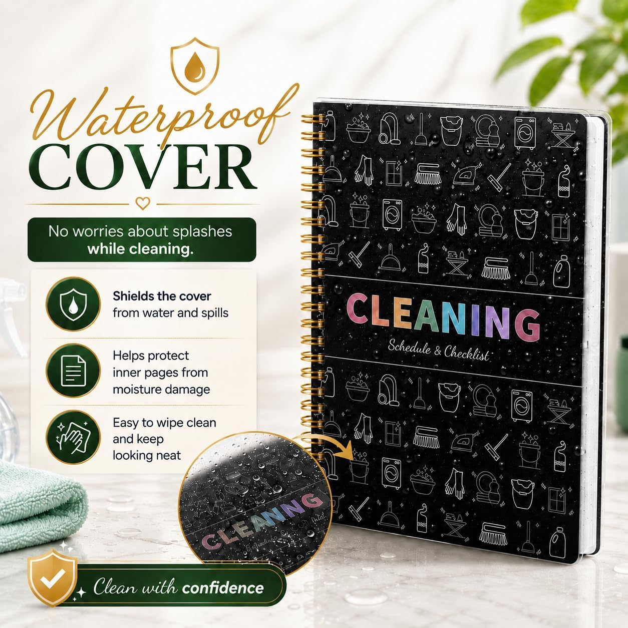 ADHD Cleaning Planner for Adults Women, Cleaning Schedule and Checklist Notebook, and Organizing, Daily Weekly Monthly Schedule Household Checklist