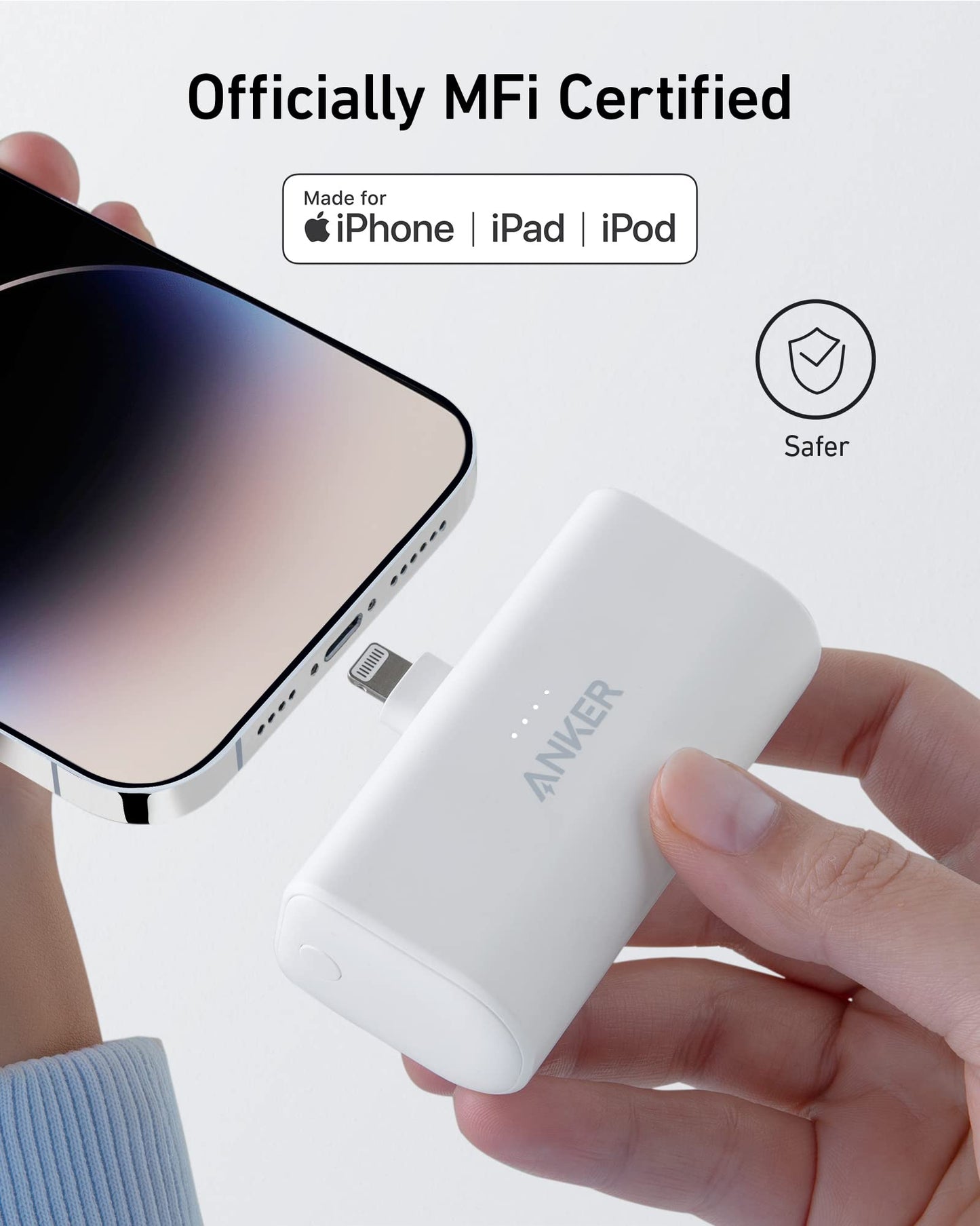 Anker Nano Power Bank with Built-in Lightning Connector, Portable Charger 5,000mAh MFi Certified 12W, Compatible with iPhone 14/14 Pro / 14 Plus / 14
