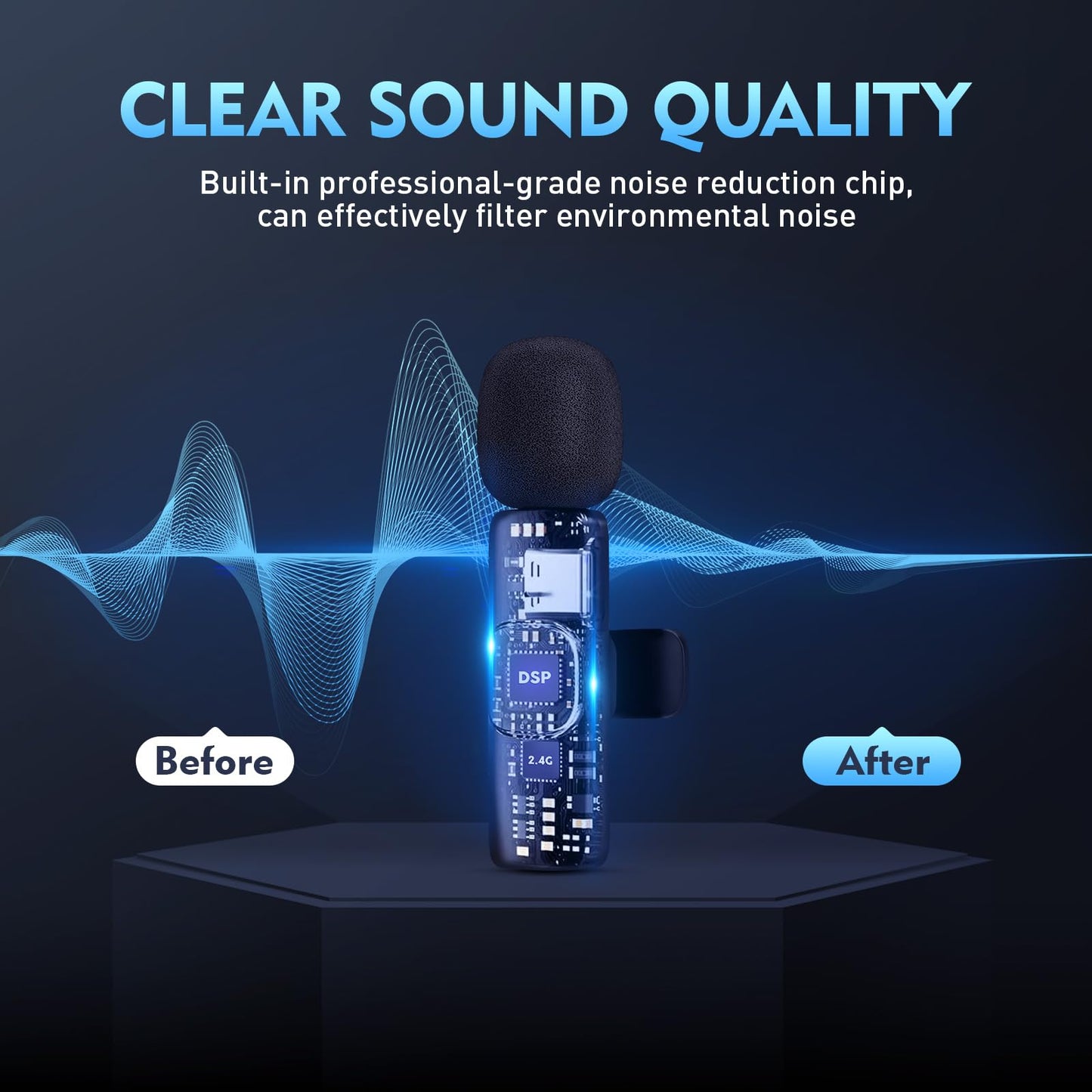 TUTGLOBAL New Mini Wireless Microphone for iPhone iPad Android,Lavalier Microphone for Video Recording,2 Pack iPhone Mic Crystal Clear Recording with