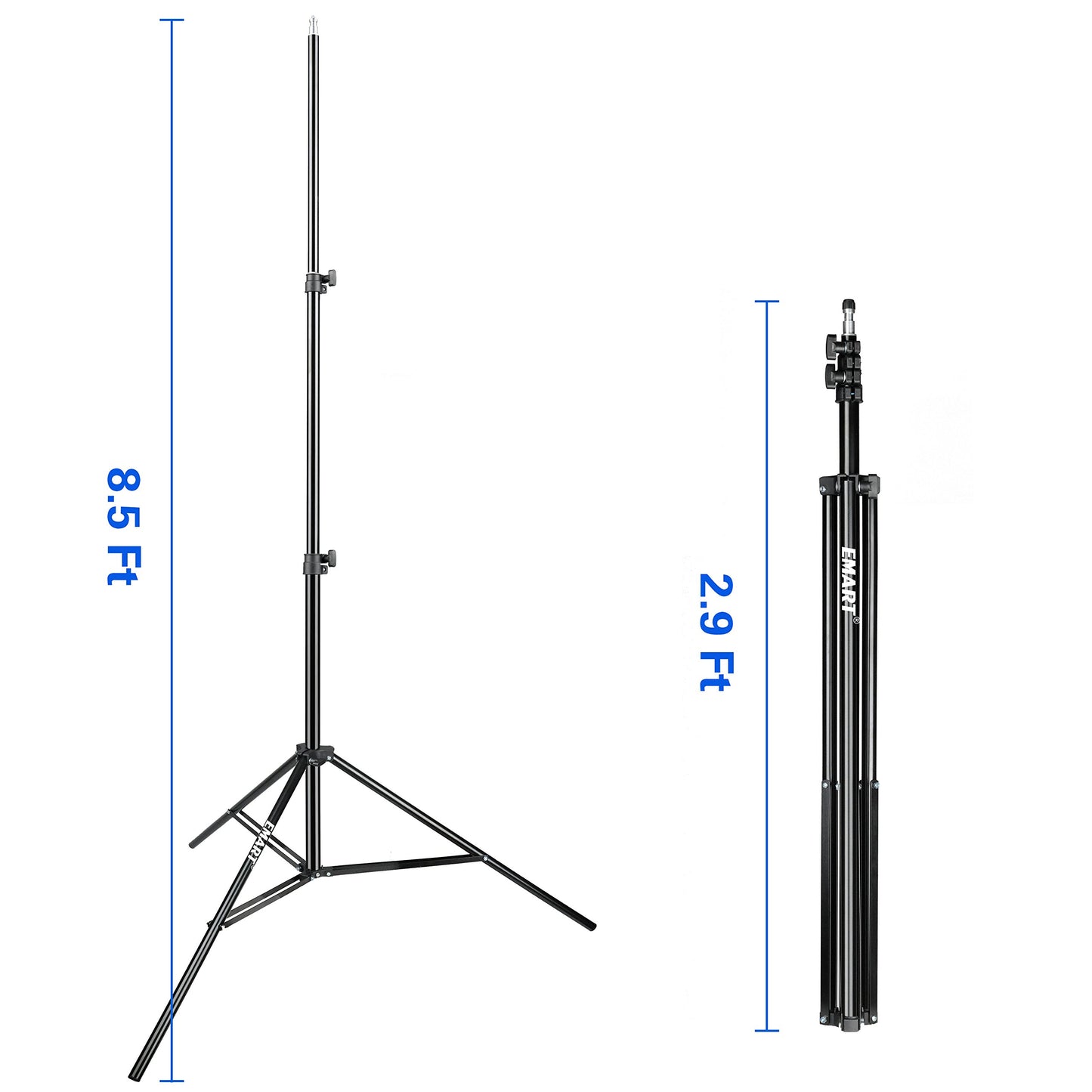 EMART 8.5 Ft Light Stand for Photography, 2 Pack Portable Photo Video Lighting Tripod for Speedlight, Flash, Softbox, Strobe, Camera, Selfie