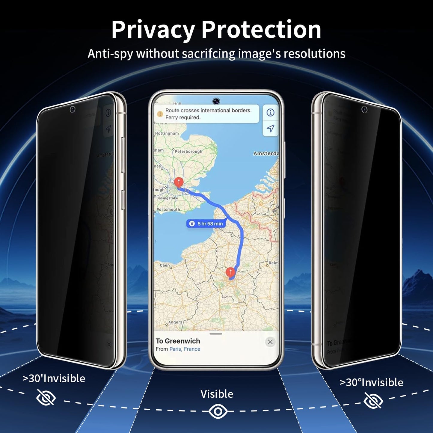XJFK 3+2 Pack Privacy Screen Protector And Camera Lens Protection for Galaxy S25 5G, Anti-Spy 9H Hardness Support Fingerprint Unlock Tempered Glass