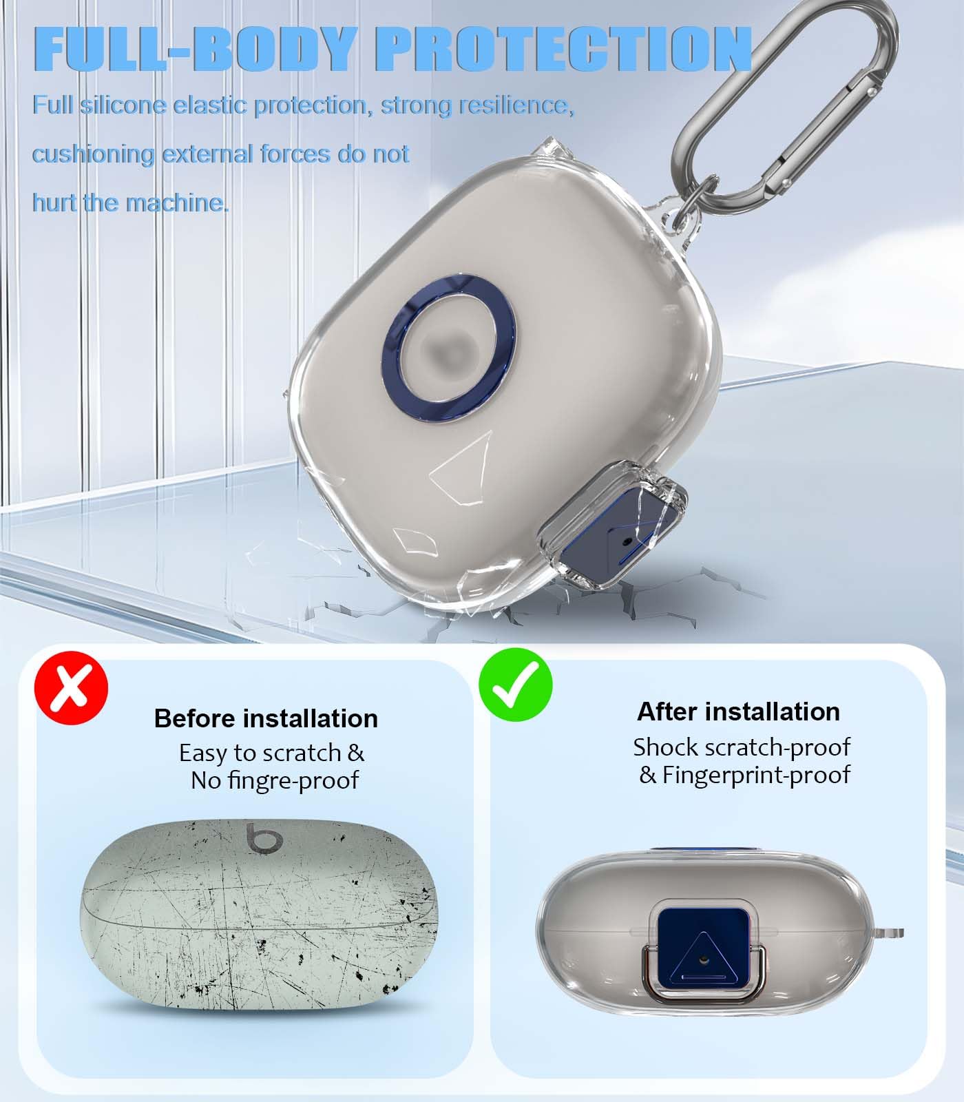 [Upgrade Secure Lock] for Beats Powerbeats Pro 2 2025 Case Cover with Cleaner Kit, AGENTNANO Clear TPU Shockproof Protective Cover with Beats
