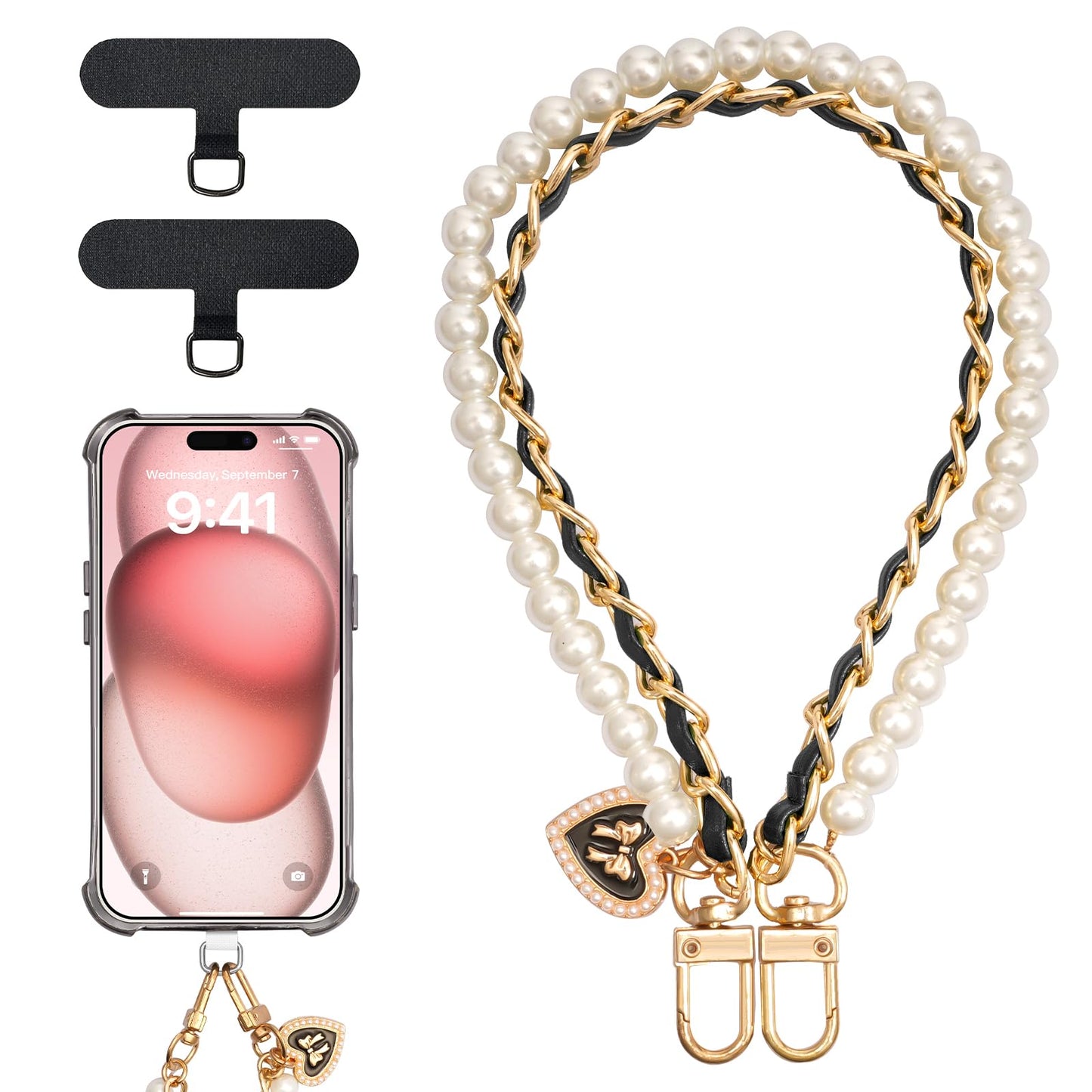 TiMOVO Stylish Phone Wrist Strap with Beaded Design, Detachable Wristlet for Phone Case with Tether Tab, Hands-Free Charm Bracelet Strap for Women