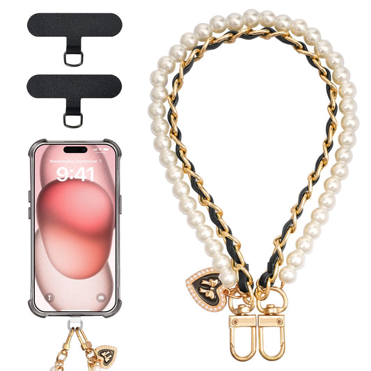TiMOVO Stylish Phone Wrist Strap with Beaded Design, Detachable Wristlet for Phone Case with Tether Tab, Hands-Free Charm Bracelet Strap for Women
