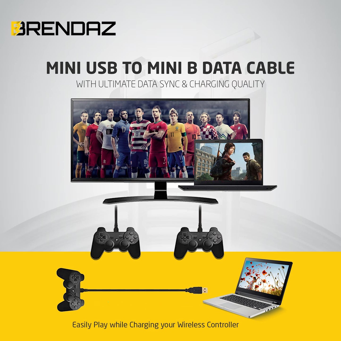 Mini USB A to Mini B Cable - 10ft Fast Charging - Compatible with GoPro, USB Mic, Garmin, PS3, DashCam
