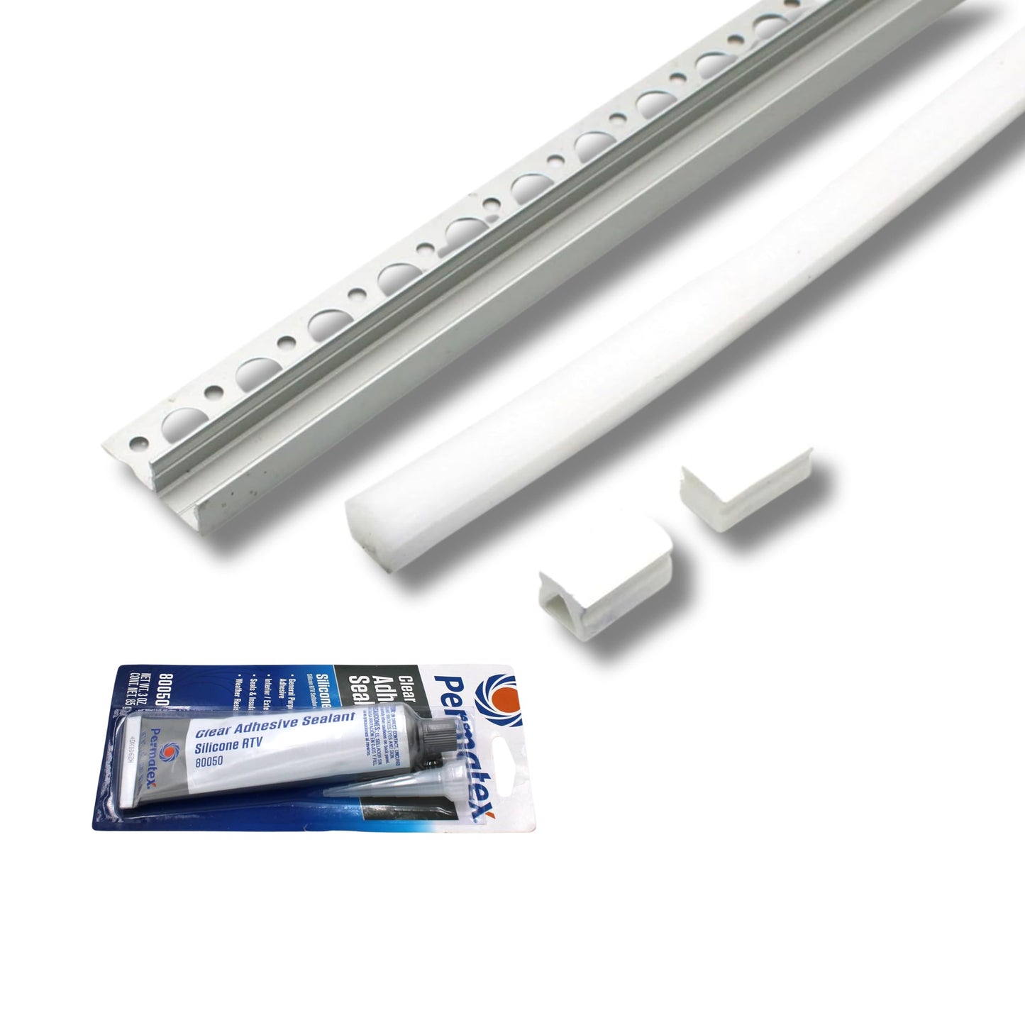Wired4Signs Nicho Series White LED Tile Edge Light Strip Kit 24V DC Warm White 3000K Waterproof Silicone Profile Dimmable for Bathroom Shower Accent