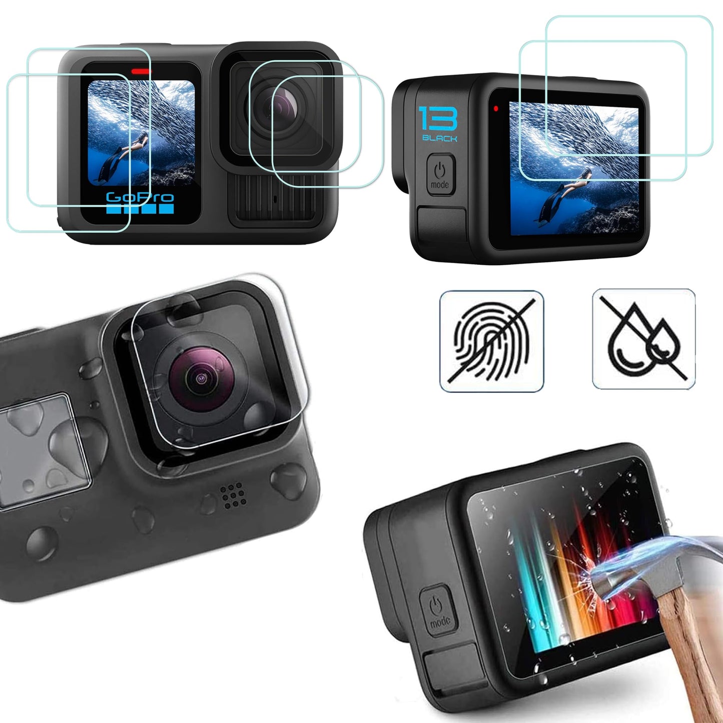 PCTC Silicone Sleeve Case for GoPro Hero 13 Black, 6Packs Screen Protector & Accessories Kit