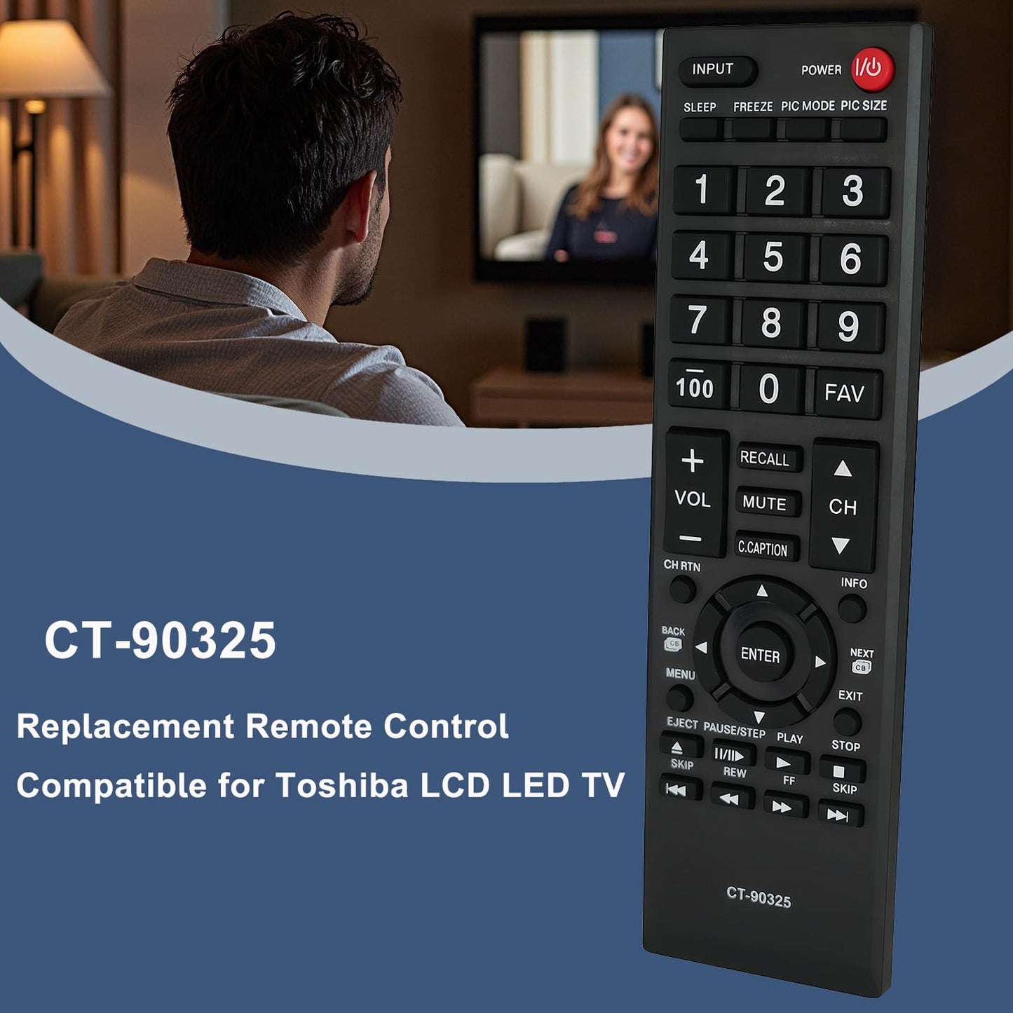New CT-90325 Replaced Remote Control for Toshiba LCD LED TV 50L2200U 37E20 22AV600 40FT1 32C120U 39L2300U 39L1350U 50L2300U 50L1350U 58L1350U