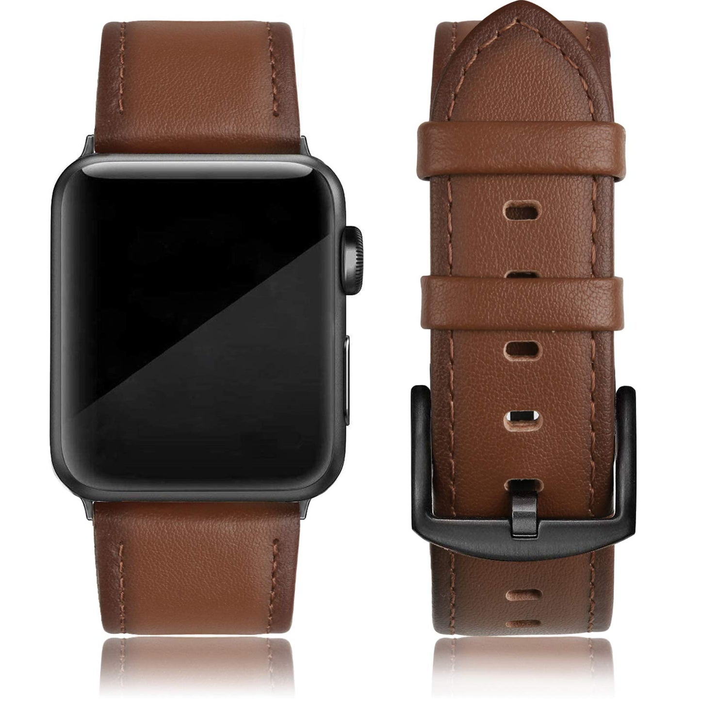 EDIMENS Braided Leather Band Compatible for Apple Watch Bands 46mm 45mm 44mm 42mm Series 1 2 3 Men Women, Retro Braided Pattern Leather Wristband