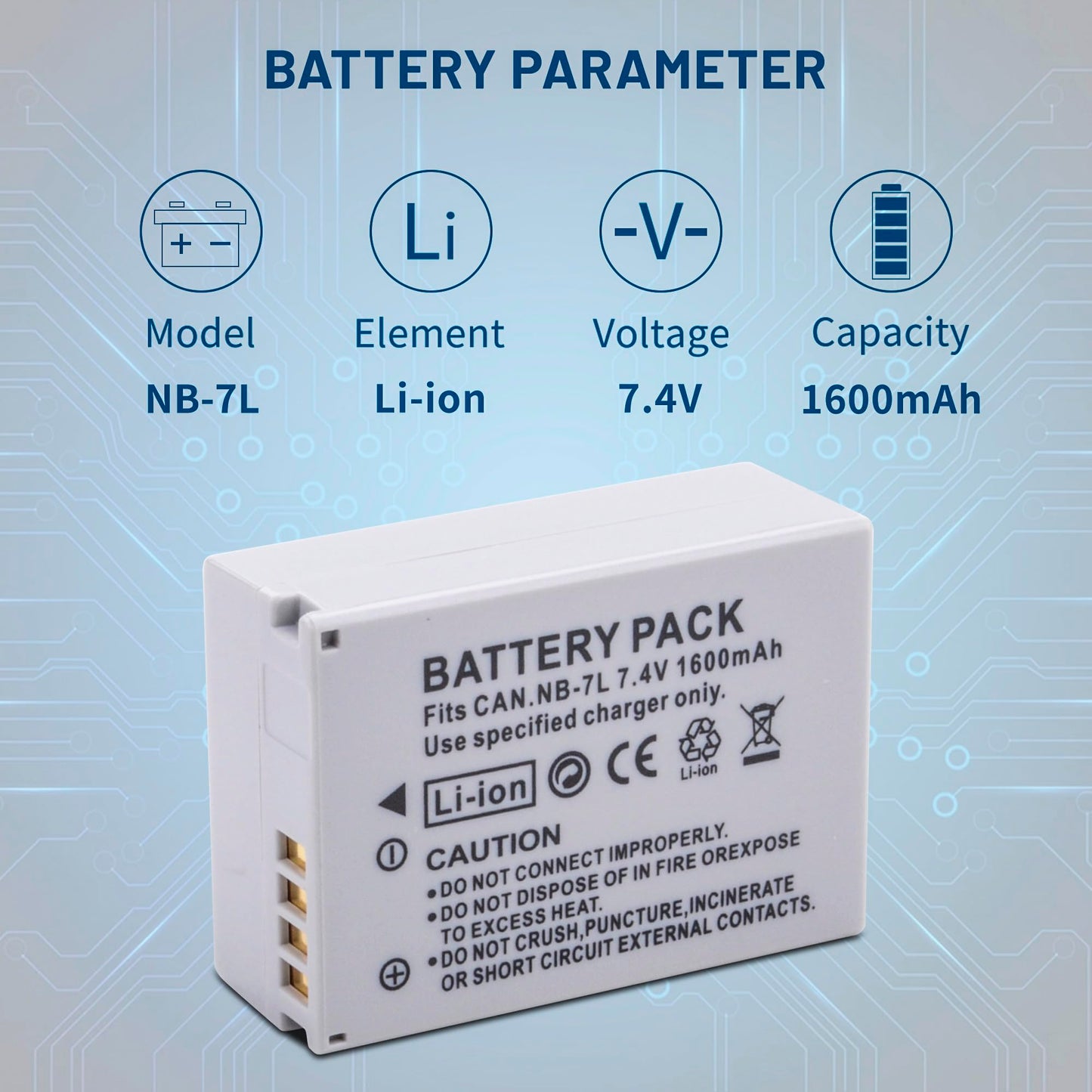 2-Pack Replacement NB-7L Battery with Charger for Canon PowerShot G10 G11 G12 SX30 is Digital Camera 1600mAh 7.4V