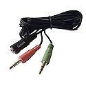 ienza 6FT Long USB External Stereo Sound Adapter (with Separate Mic/Headphone Jacks) to 3.5mm Female Adapter Cable : 2x3.5mm Male to 3.5mm Female