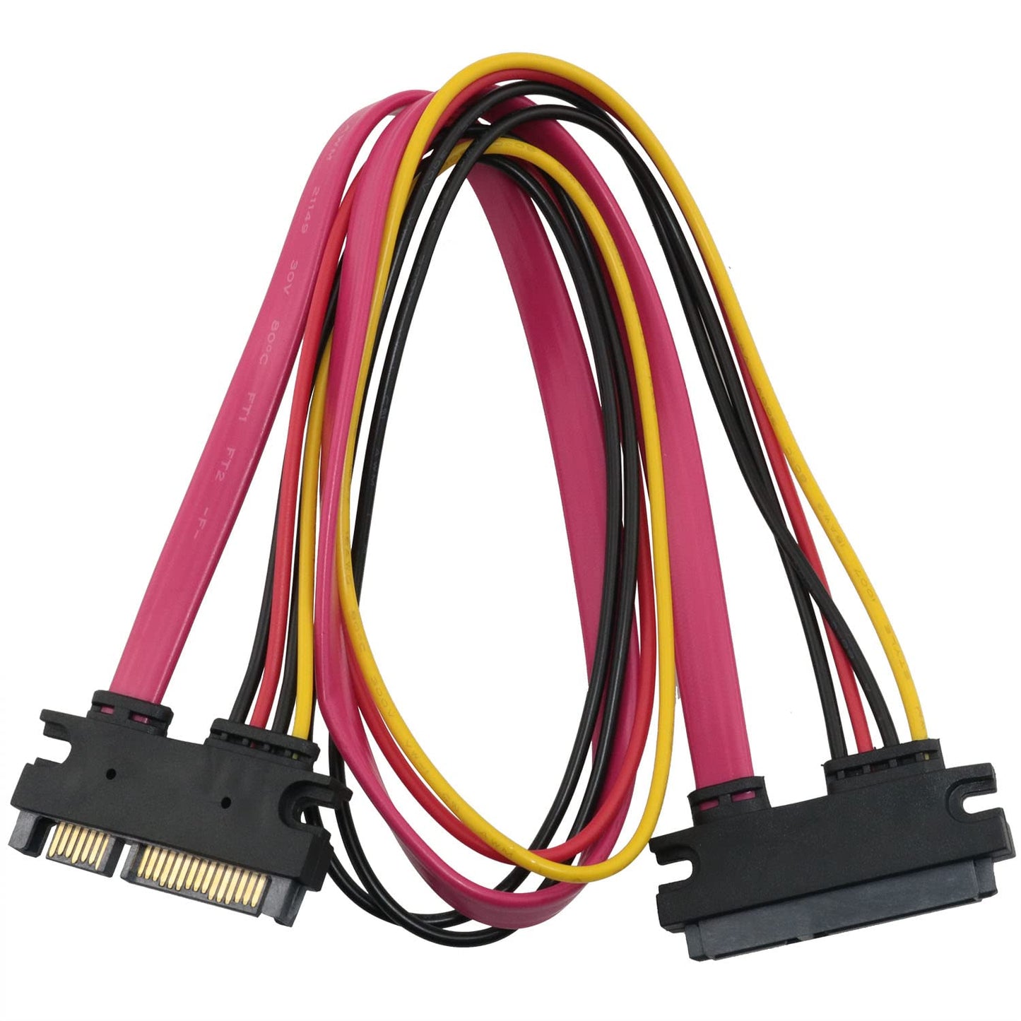 MEETOOT 22-pin Sata Extension Cable 2Sets 50cm SATA 22 Pin (7+15) Male to Female Data and Power Combo Extension Cable Plug Cable for Serial ATA Hard