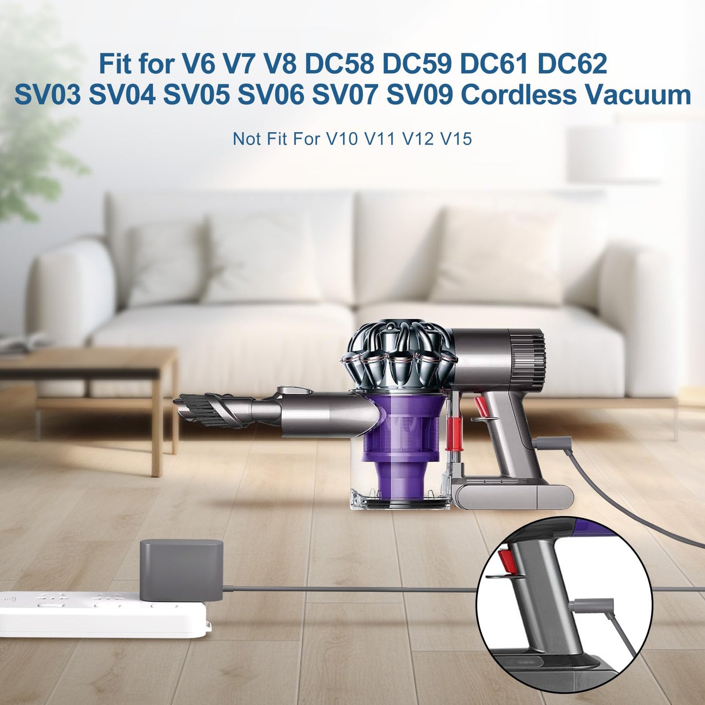 26.1V Cordless Vacuum Cleaner Charger Compatible with Dyson V8 V7 V6 SV04 SV03 SV05 SV06 SV07 SV09 SV10 SV11 DC59 DC58 DC61 Animal Motorhead Absolute…