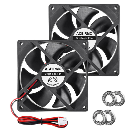 ACEIRMC 2pcs 9225 92mm x 25mm 12V DC Brushless Computer case Fan 12 Volt 2Pin Dual Ball for DIY Cooling Ventilation Exhaust Projects (Double Ball