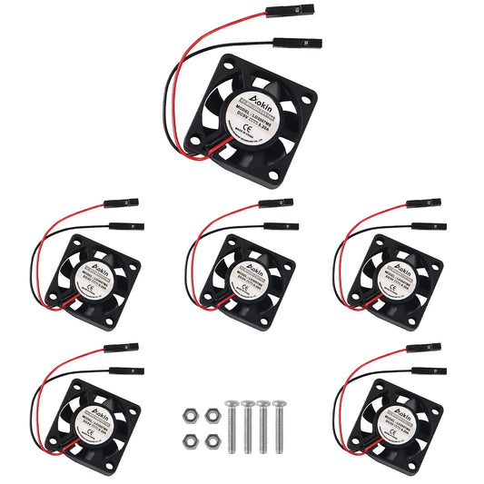 MELIFE 6 pcs Mini Cooling Fan for Raspberry Pi 4/5, 30x30x7mm, Quiet, Long Life, 3.3V/5V DC, Compatible with RPi 5/4/3/2/B+/Zero/Zero W, Robot Project