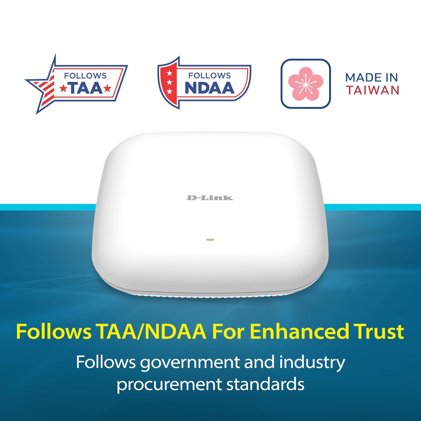 D-Link Guardian X3000 Wi-Fi 6 Access Point (DBR-X3000-AP) Dual-band AX3000 Smart Access Point with WPA3, VLANs, PoE Powered, Guest WiFi, Mesh Support