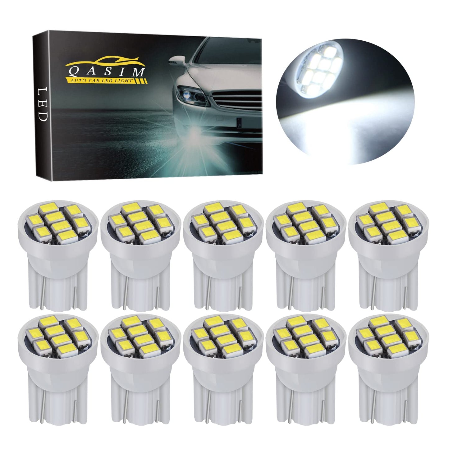 Qasim 555 Arcade Pinball Led Bulbs White Non-Polar AC DC 6V 6.3V