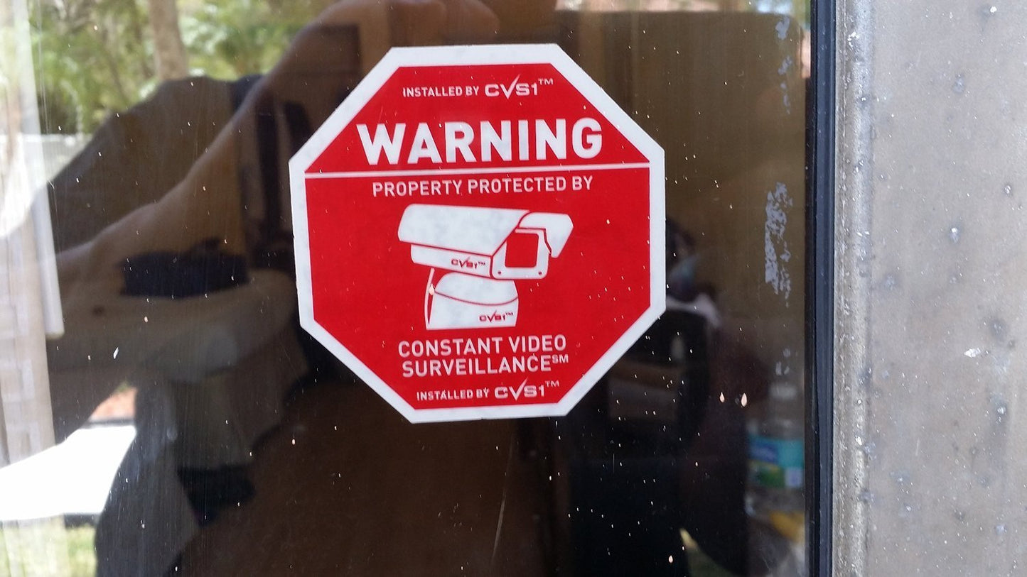 7 Security Camera CCTV Surveillance Warning Home Security Decals Static Cling No Glue!