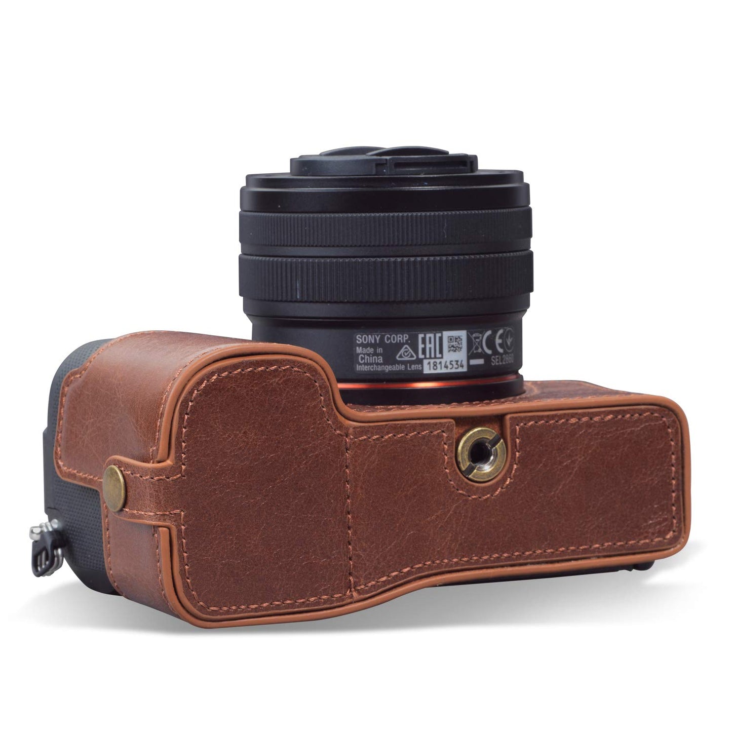 MegaGear MG1955 Ever Ready Genuine Leather Camera Half Case Compatible with Sony Alpha 7C - Brown
