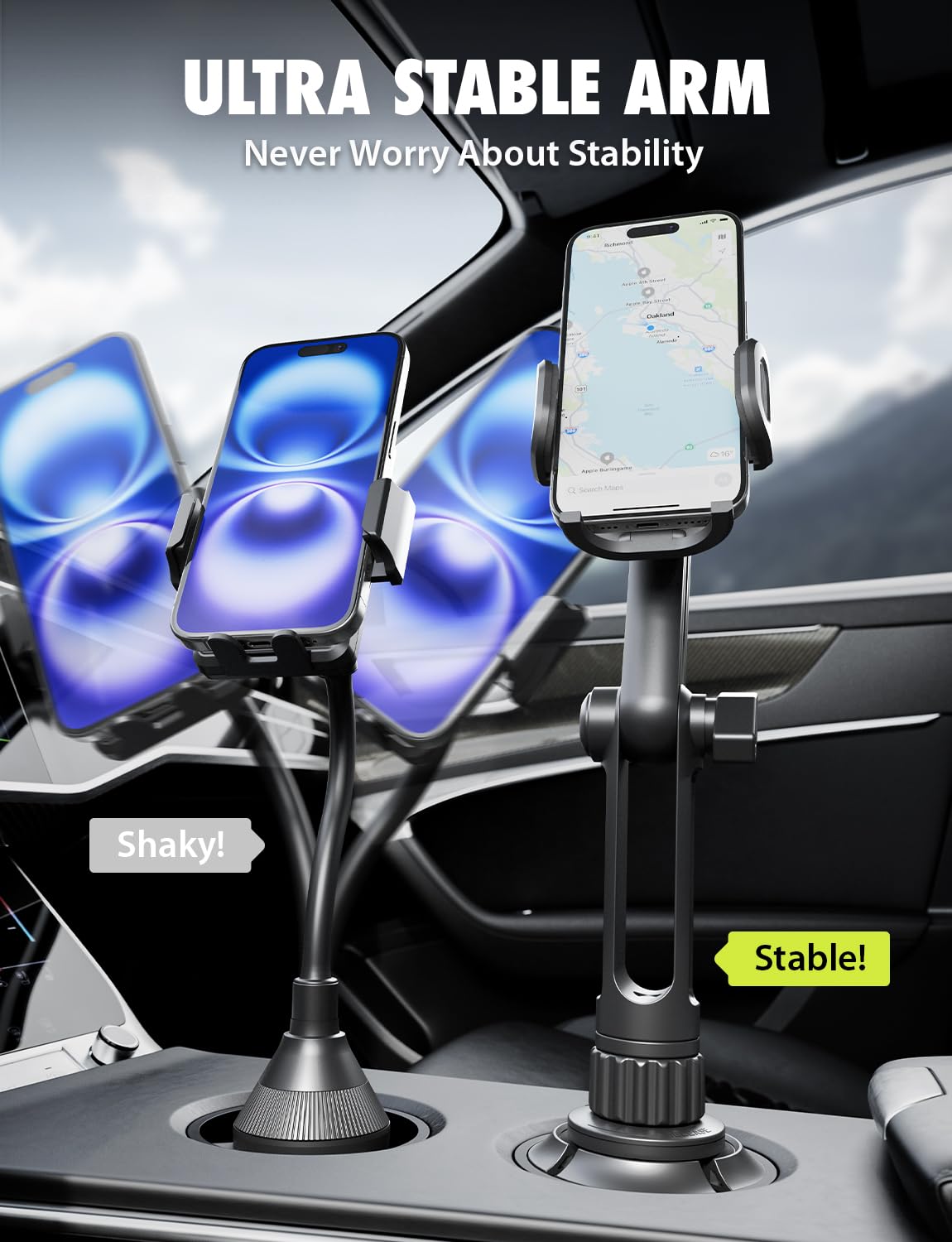Bracketron TripGrip Extend Cup Holder Phone Holder - Universal Car Phone Holder Cup Holder Mount, 360° Rotation, Fits Devices Up to 4.2", GPS