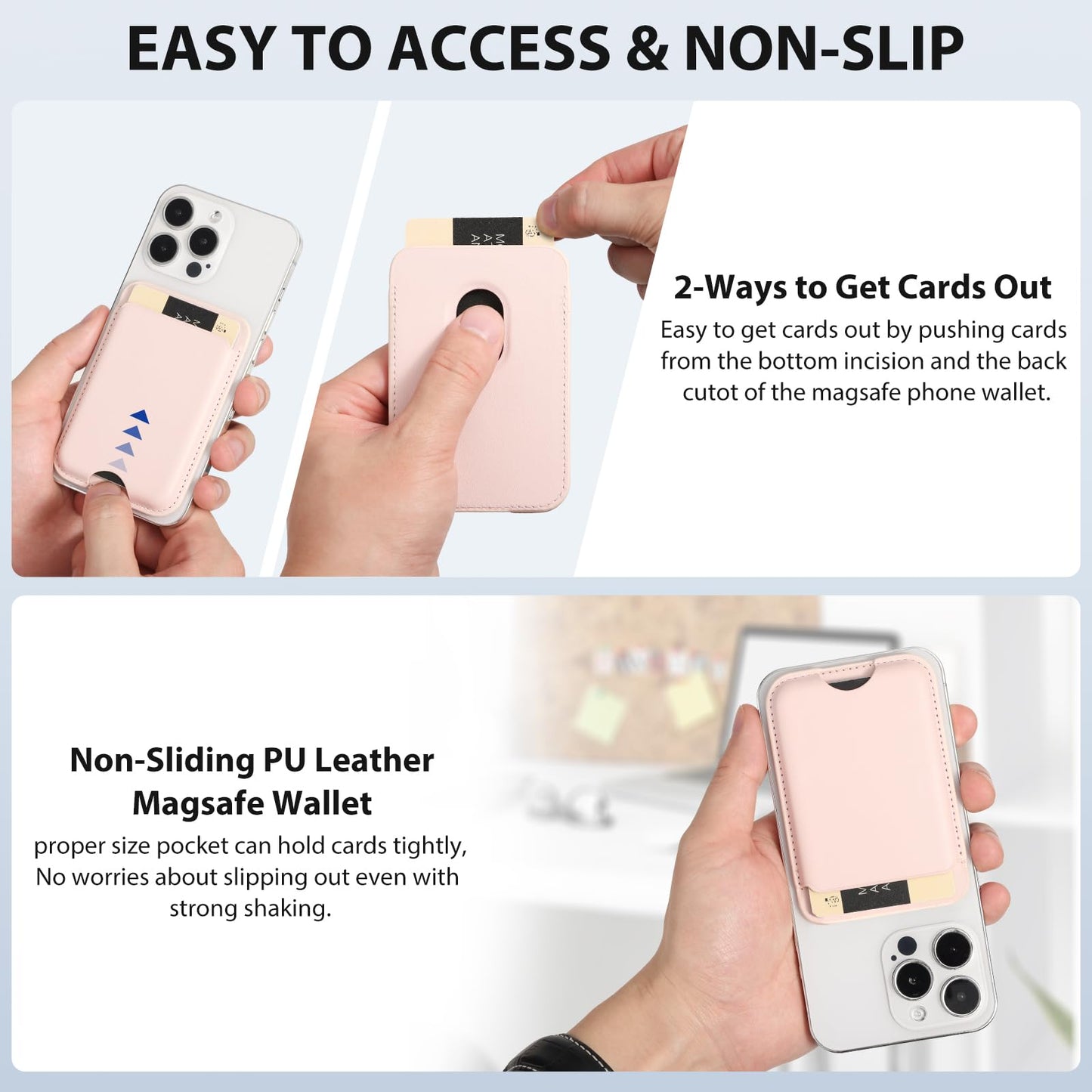Zemexy Magnetic Wallet Compatible with Apple Magsafe,2Pack Mag Safe Card Holder for iPhone 15/14/13/12 Pro/Max/Plus/Case,Vegan Leather RFID Phone