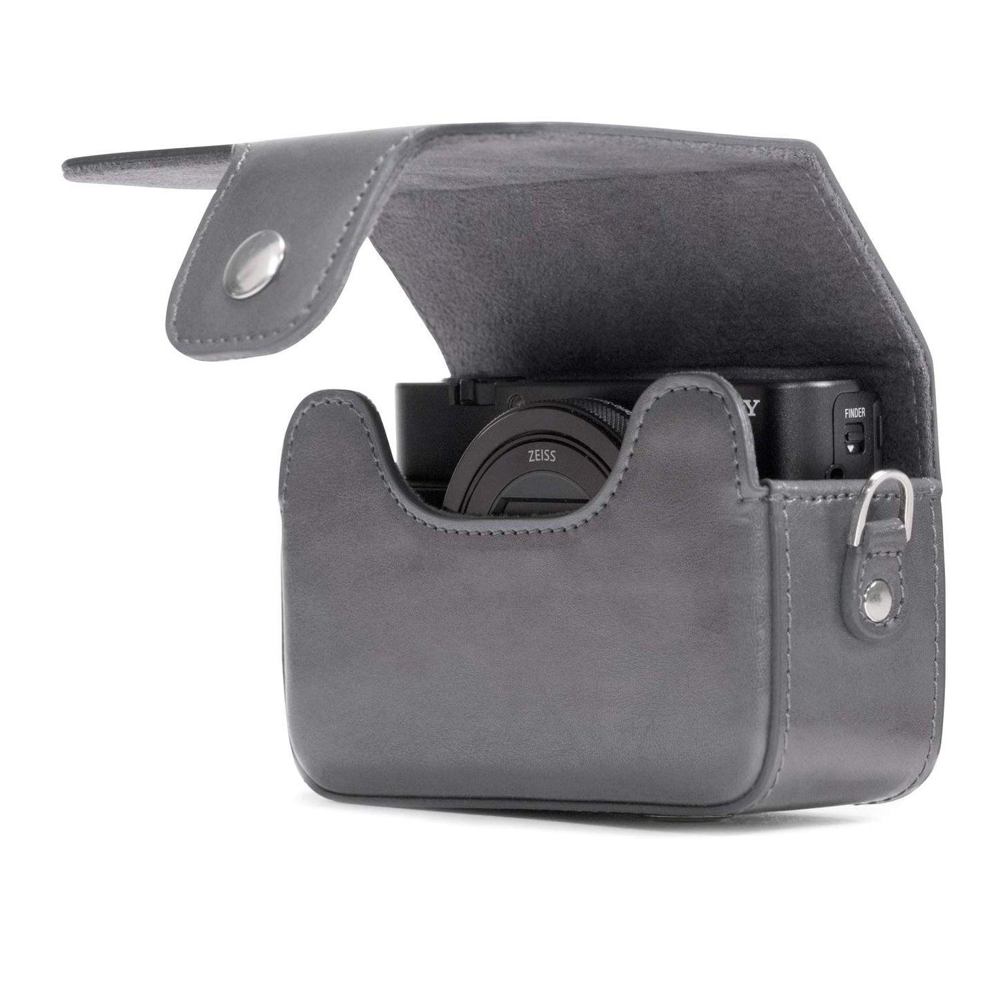 MegaGear Leather Camera Case with Strap Compatible with Sony Cyber-Shot DSC-RX100 VII, ZV-1, DSC-RX100 VI, DSC-RX100 V, DSC-RX100 IV, DSC-RX100 III