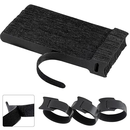California JOS 60 PCS 6 Inches Reusable Cable Ties, Adjustable Cord Straps, Cable Organizer, Cord Wrap and Hook Loop Cords Management - Black