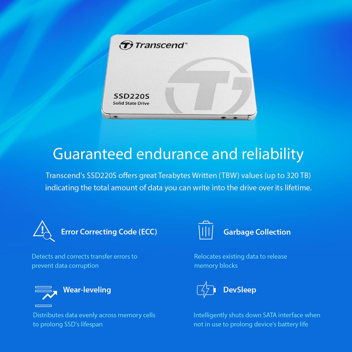 Transcend 120GB SSD220S 2.5" SATA III SSD, Up to 500MB/s, SLC Cache