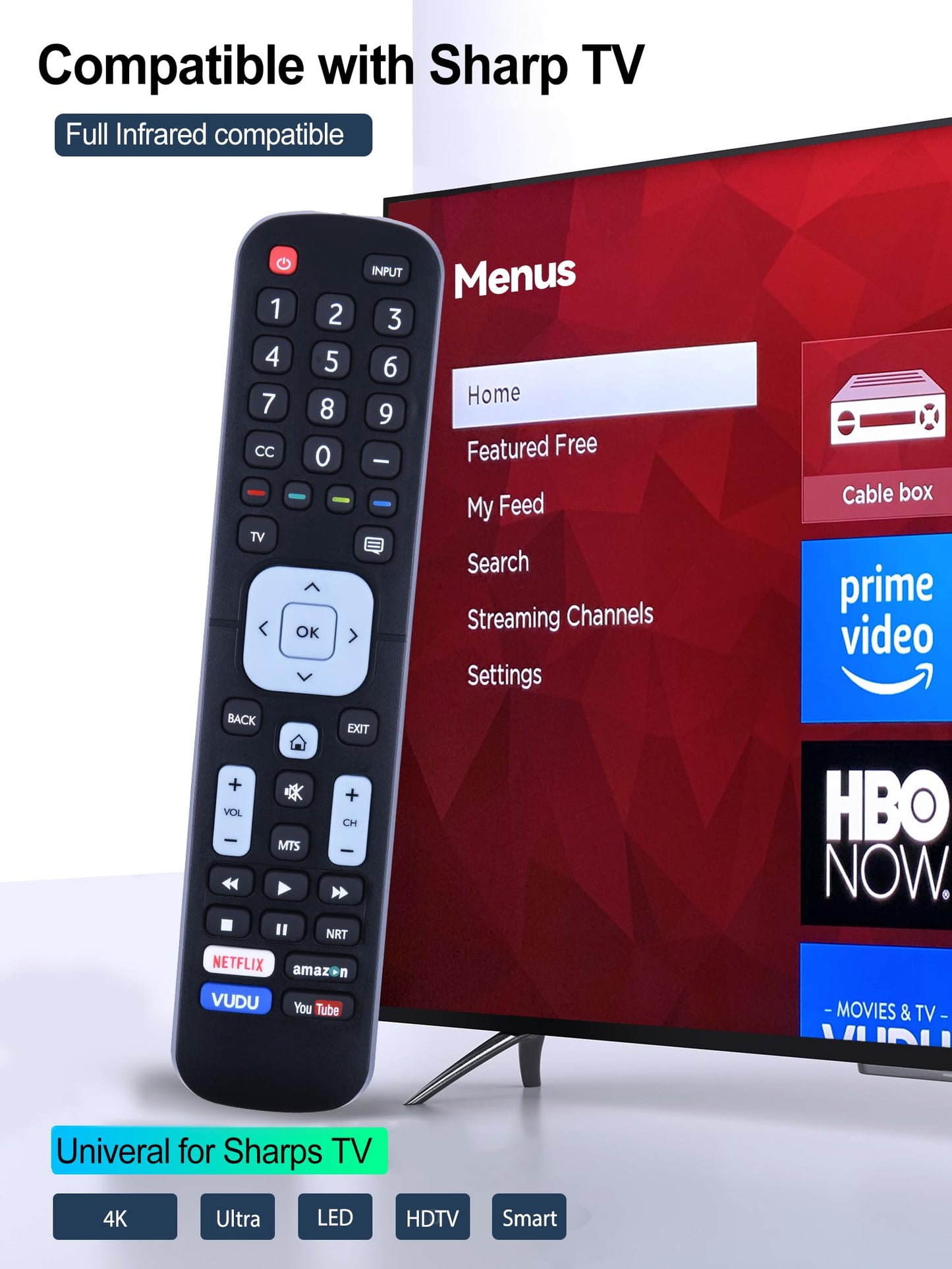 New EN2A27ST Replacement TV Remote Control for Sharp 4K Ultra LED Smart HDTV - LC-32P5000U / LC-40P5000U / LC-43P5000U / LC-50P5000U / LC-55P5000U