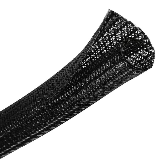 QCSIW 1/2" x 10ft Black/White Cable Sleeve - Protects Cords from Pets & Organizes Wires - Modern Style - Polyester Material - Flame Retardant - Easy