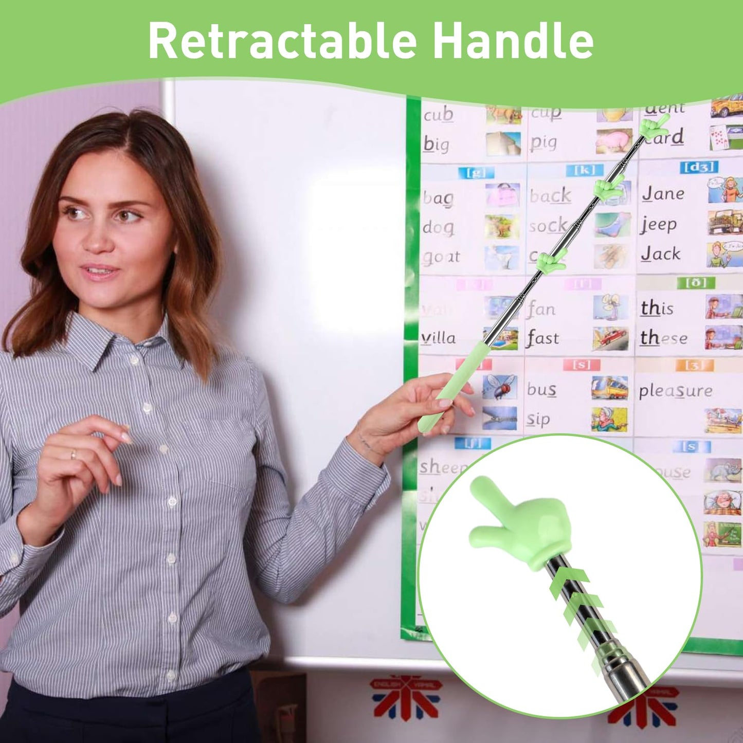 Azureal 12PCS Pointer Finger Stick, Extendable Colorful Finger Pointer Stick, Mini Retractable Teacher Pointer for Presentation, Whiteboard