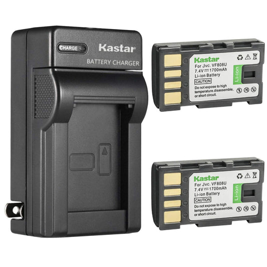 Kastar 2-Pack BN-VF808 Battery and AC Wall Charger Replacement for JVC GZ-MG275B GZ-MG275E GZ-MG275EK GZ-MG275EX GZ-MG275S GZ-MG275US GZ-MG330