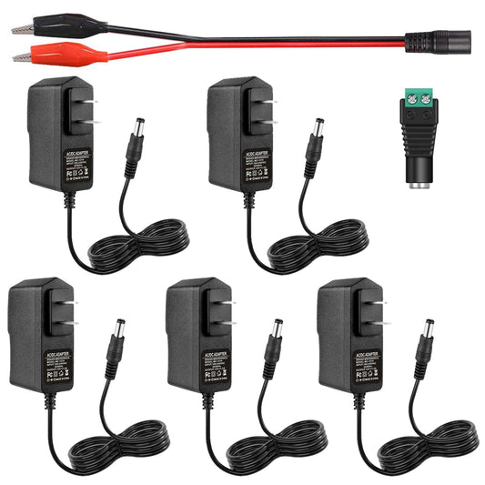 Minidodoca 12V 1A Power Supply, Power Adapters, Lighting Low Voltage Transformers 5 Pack, UL-Listed, Power Cord with 5.5x2.5mm Tips, AC 100-240V…
