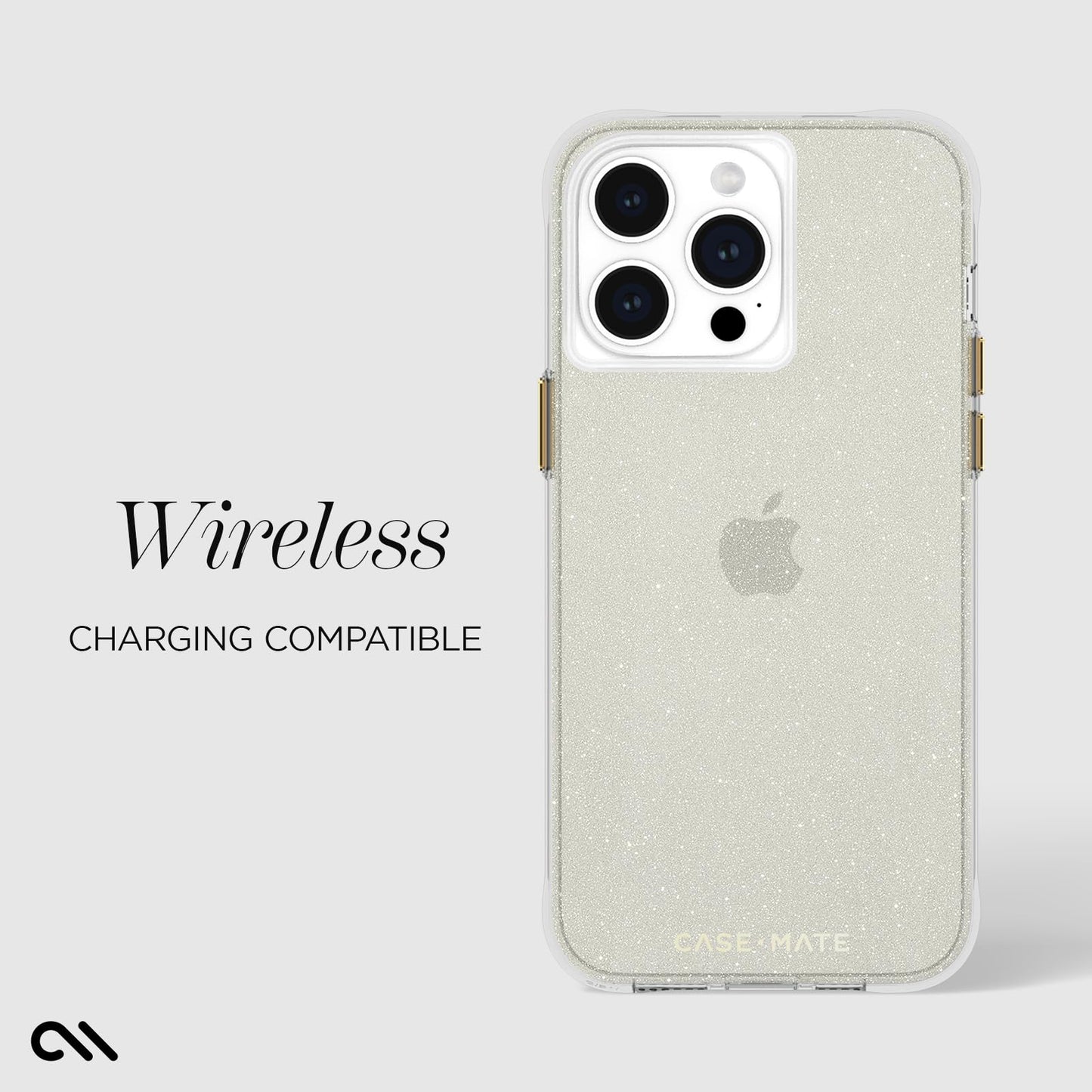 Case-Mate iPhone 15 Pro Max Case - Sheer Crystal Champagne Gold [12ft Drop Protection] [Wireless Charging Compatible] Luxury Cover w/Cute Bling