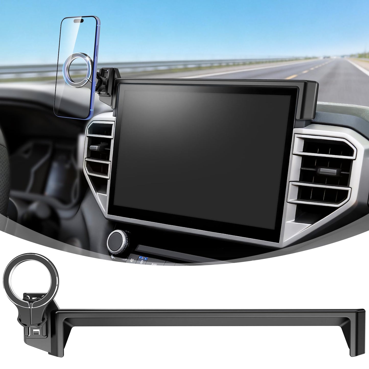 Car Phone Mount for Toyota Tundra 2022 2023 2024 2025 2026 & Sequoia 2023-2026: Magnetic Cell Phone Holder for 3rd Gen Toyota 14-Inch Screen