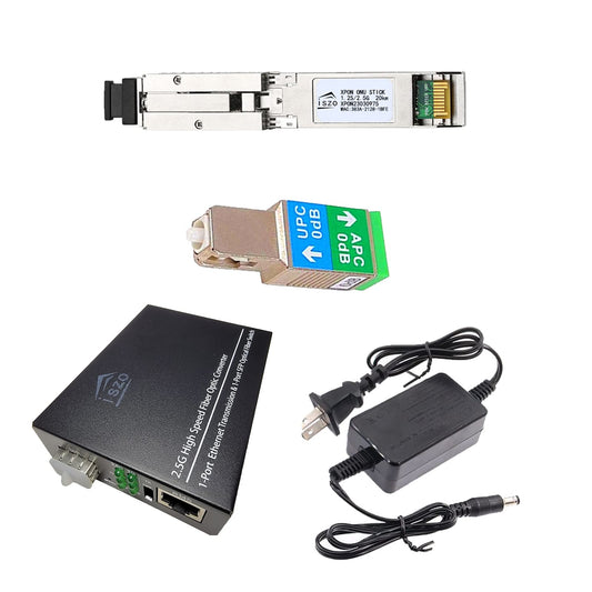 iszo 1Set 2.5G ONU with 2.5G Media Converter, Bridge Mode,2.5G Modem,GPON/EPON/XPON Stick ONU, SC Connector UPC/APC, Support MAC/SN/LOID Modify,DDM