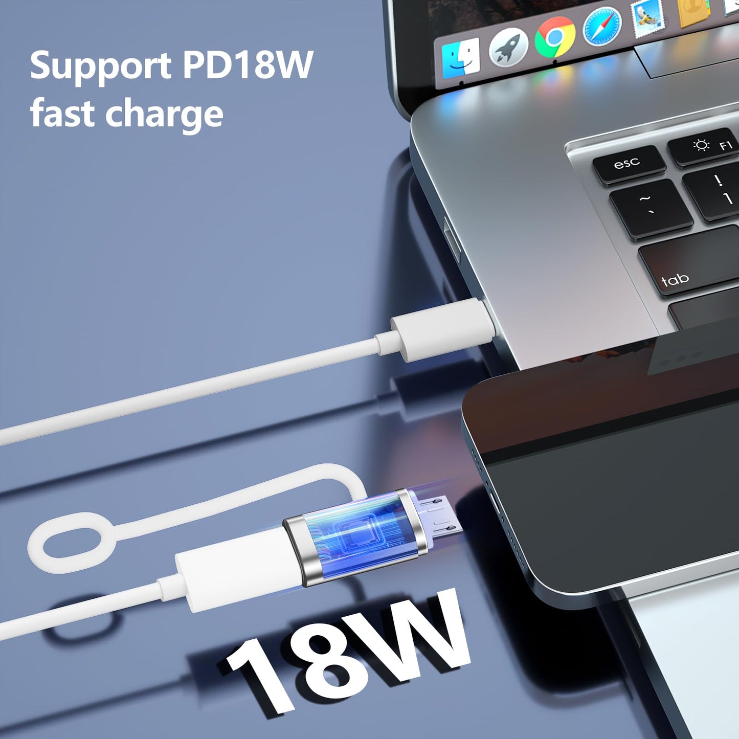 Liaoan USB C to Micro USB Adapter, 4 Pieces, Supports 18W Fast Charging and Data Transfer, Suitable for USB C Socket to Micro Plug Adapter, not…